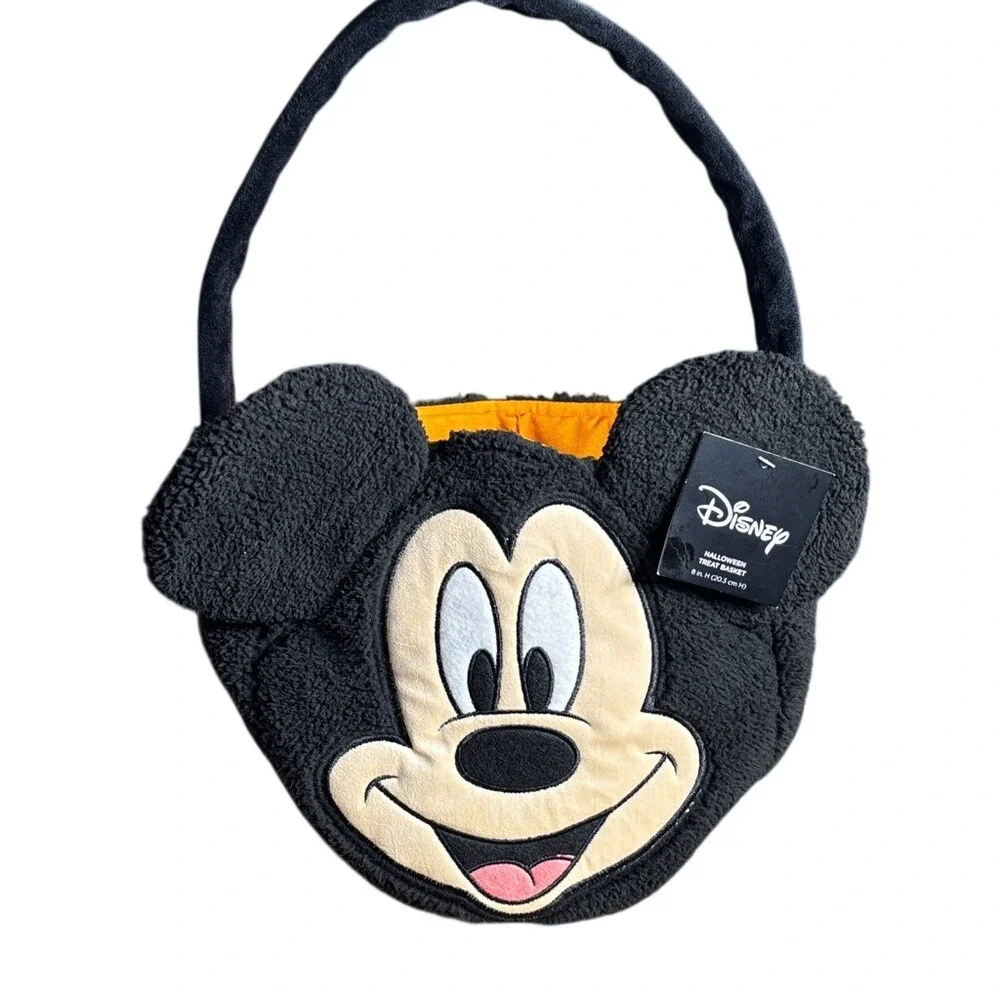 Disney Boys Mickey Mouse‎ Halloween Bag Basket w/orange liner Plush GIFT NEW